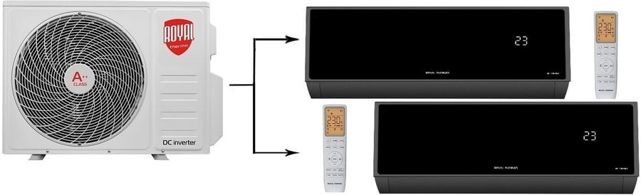 Мульти сплит-система на 2 комнаты Royal Thermo RTFMO-14HN8/RTFMI-07HN8/black*2 Мульти сплит-система на 2 комнаты Royal Thermo RTFMO-14HN8/RTFMI-07HN8/black*2