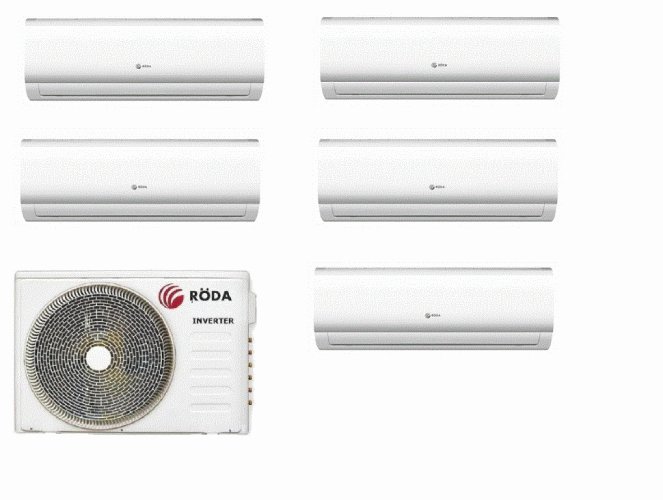 Инверторная мульти сплит-система на 5 комнат на 5 комнат Roda RUI-5M42BB + RSI-M09WB*5