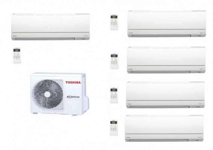 Инверторная мульти сплит-система на 5 комнат на 5 комнат Toshiba RAS-5M34S3AV-E + RAS-07EKV-EE*5