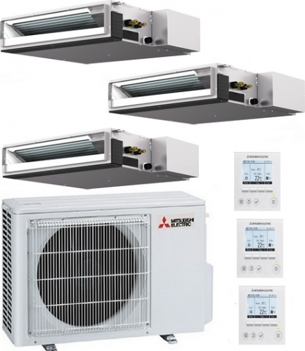 Инверторная мульти сплит-система на 3 комнаты Mitsubishi Electric MXZ-3E54VA + SEZ-M25DA*3 + PAR-40MAA*3