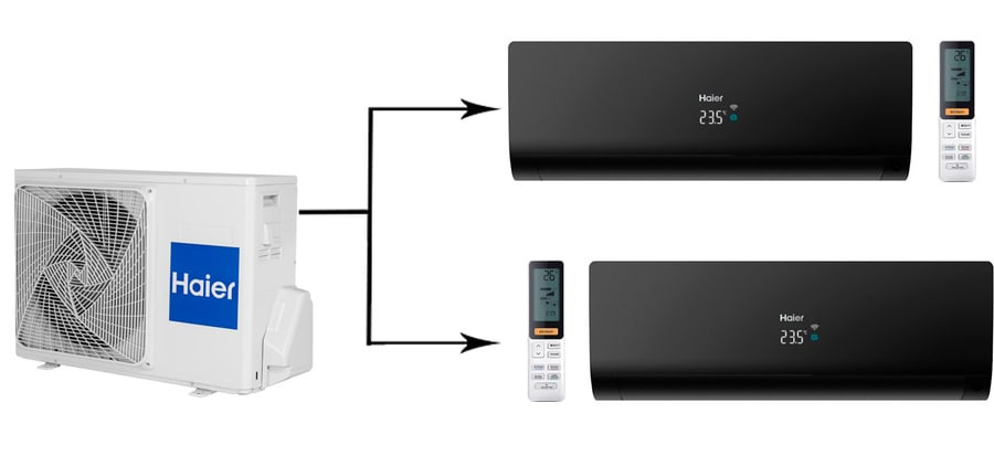 Мульти сплит-система на 2 комнаты Haier Flexis Super Match 2U40S2SM1FA/AS25S2SF1FA-B*2шт