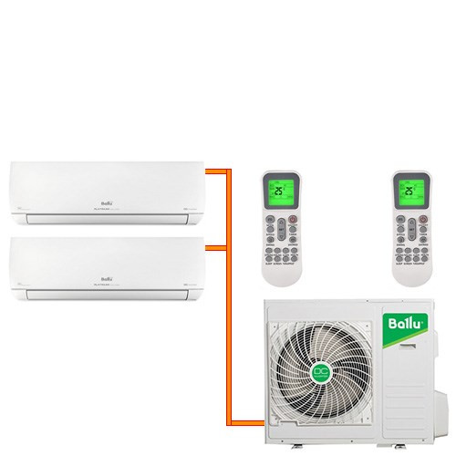 Мульти сплит система на 2 комнаты Ballu BA2OI-FM/out-18HN8/EU / BSUI-FM/in-09HN8/EU