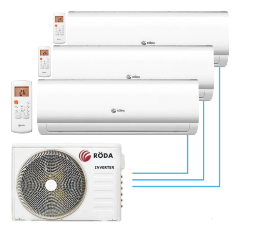 Инверторная мульти сплит-система на 3 комнаты Roda RUI-3M27BB + RSI-M09WB*3 Инверторная мульти сплит-система на 3 комнаты Roda RUI-3M27BB + RSI-M09WB*3