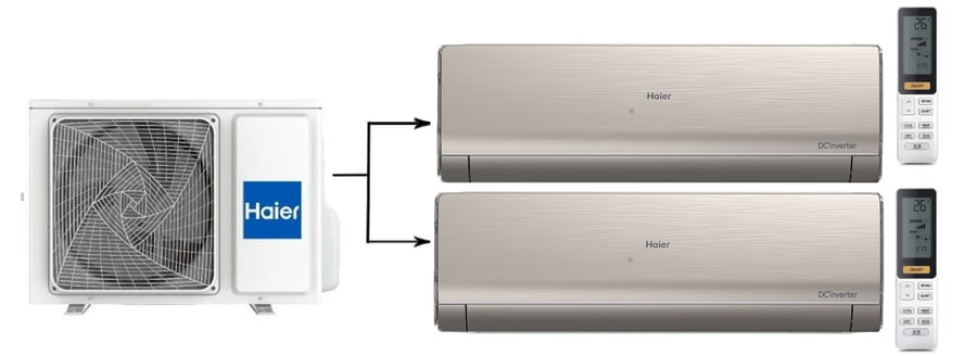 Мульти сплит-система на 2 комнаты Haier Lightera 2U40S2SM1FA/AS09NS6ERA-G*2шт