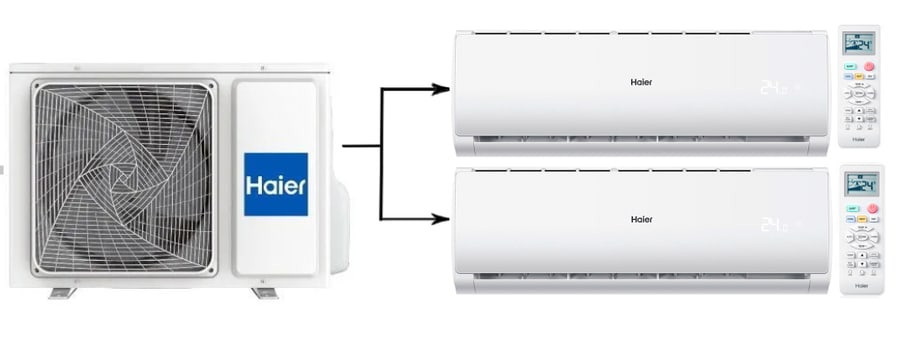 Мульти сплит-система на 2 комнаты Haier Leader Super Match 2U40S2SM1FA/AS07TS6HRA-M/AS12TS6HRA-M