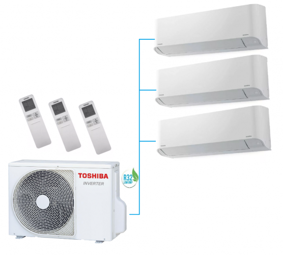 Инверторная мульти сплит-система на 3 комнаты Toshiba RAS-3M18S3AV-E + RAS-B07J2KVG-E*3 Инверторная мульти сплит-система на 3 комнаты Toshiba RAS-3M18S3AV-E + RAS-B07J2KVG-E*3