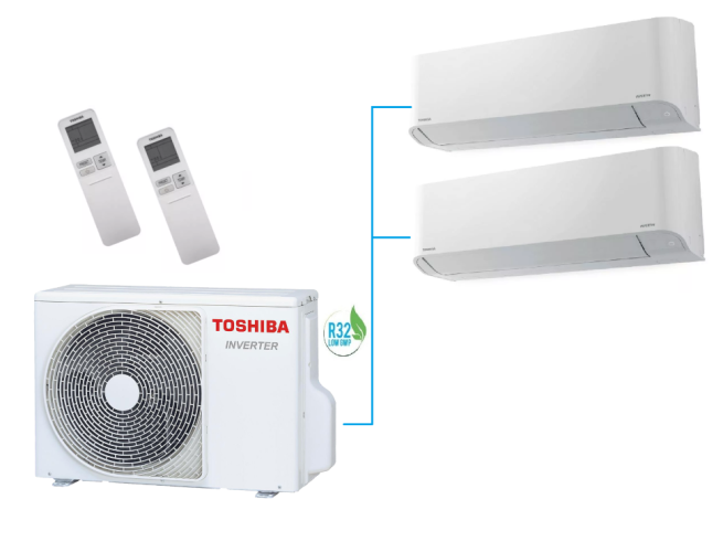 Инверторная мульти сплит-система на 2 комнаты Toshiba RAS-2M14U2AVG-E + RAS-B10J2KVG-E*2 Инверторная мульти сплит-система на 2 комнаты Toshiba RAS-2M14U2AVG-E + RAS-B10J2KVG-E*2