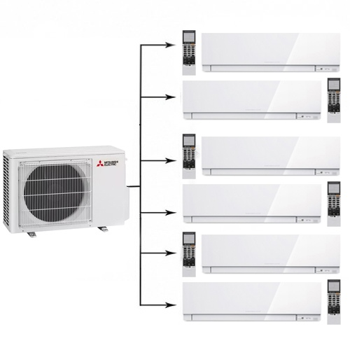 Инверторная мульти сплит-система Mitsubishi Electric MXZ-6F122 VF + MSZ-EF25 VEW*6