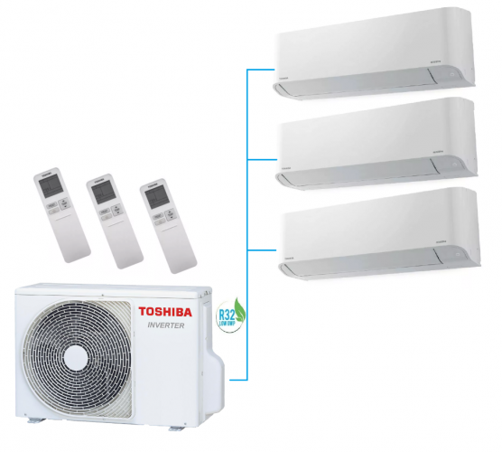 Инверторная мульти сплит-система на 3 комнаты Toshiba RAS-3M18S3AV-E + RAS-B10J2KVG-E*3