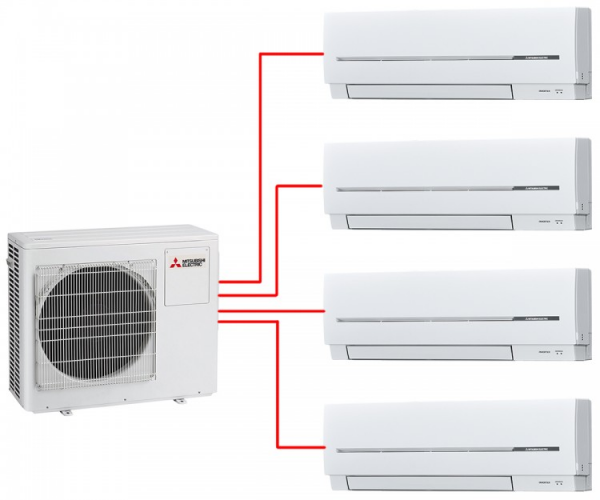 Инверторная мульти сплит-система на 4 комнаты Mitsubishi Electric MXZ-4E83VA + MSZ-SF25VE*4